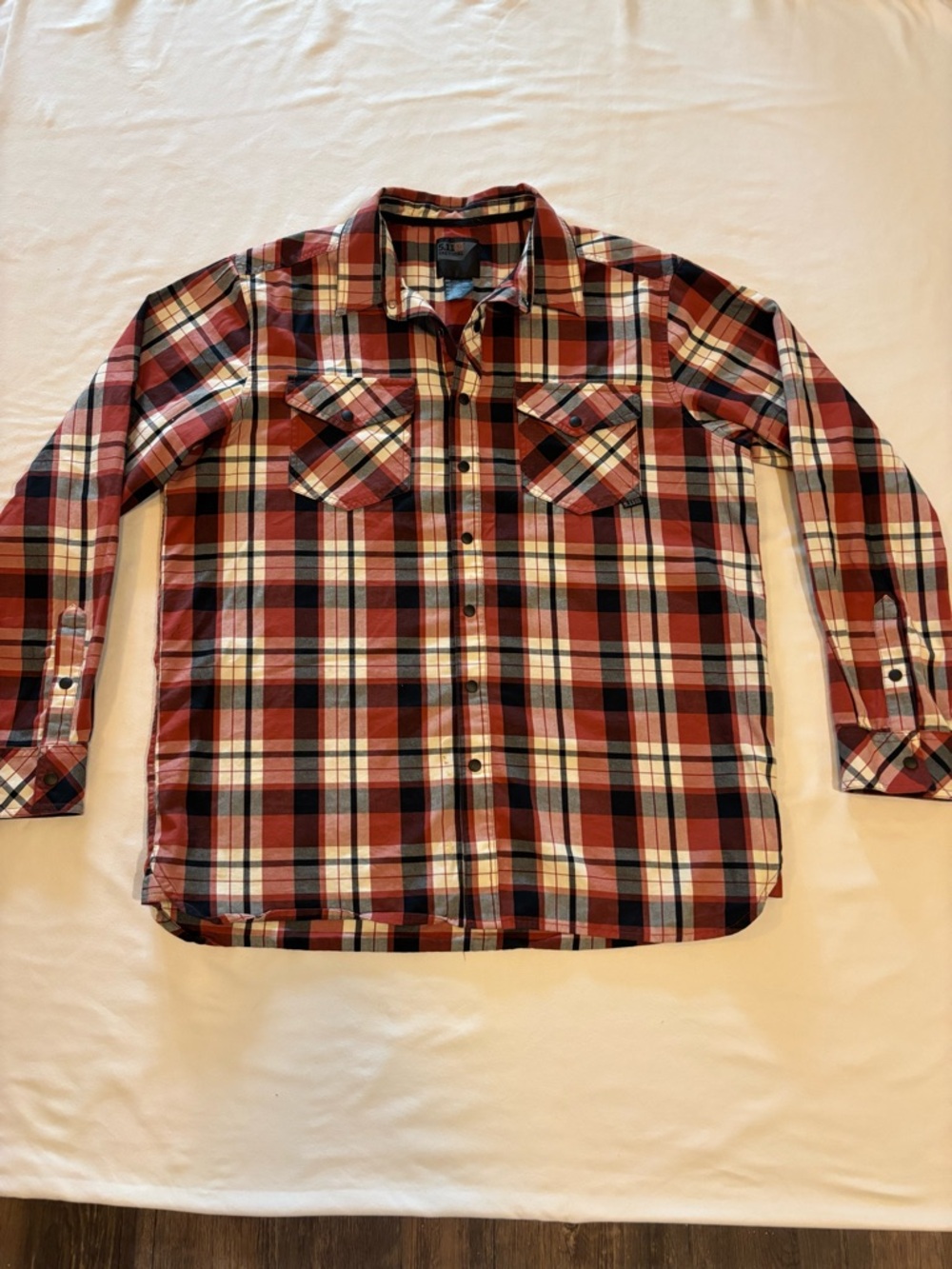 5.11 Tactical Men’s Large Plaid Long Sleeve Snap Shirt Red Black